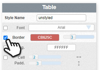 table border settings